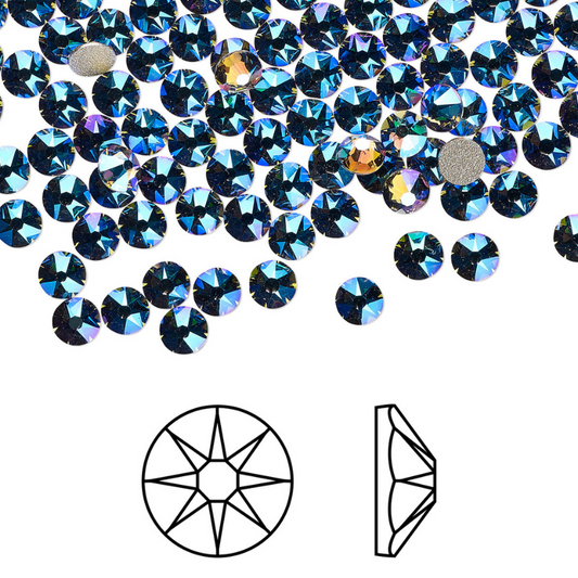 Swarovski Crystal Black Diamond Shimmer Flatback Rhinestones in SS20 or SS16 (10 Gross 1440 Stones)