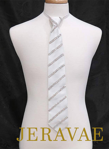 white tie with repeating stripes