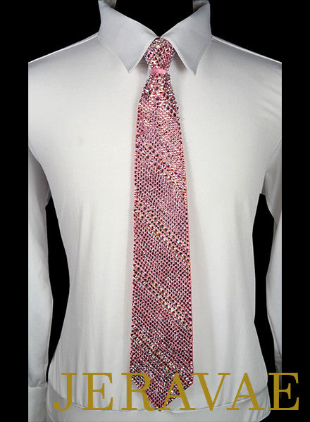 Men's pink stoned ballroom tie