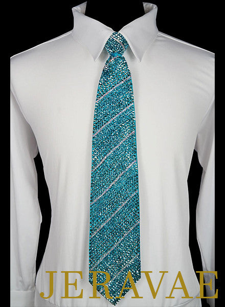 Men's solid stoned ballroom tie in blue