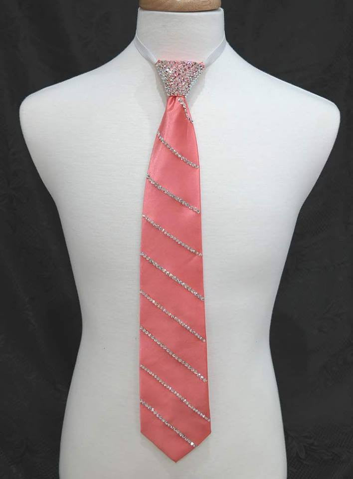 Ballroom Tie with Single Repeating Stripe and Solid Stoned Knot Tie011