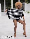 Senga Dancewear TONDERO Black and White Checkered Practice Top with Asymmetrical Neckline and One Sash Sleeve Pra969 in Stock