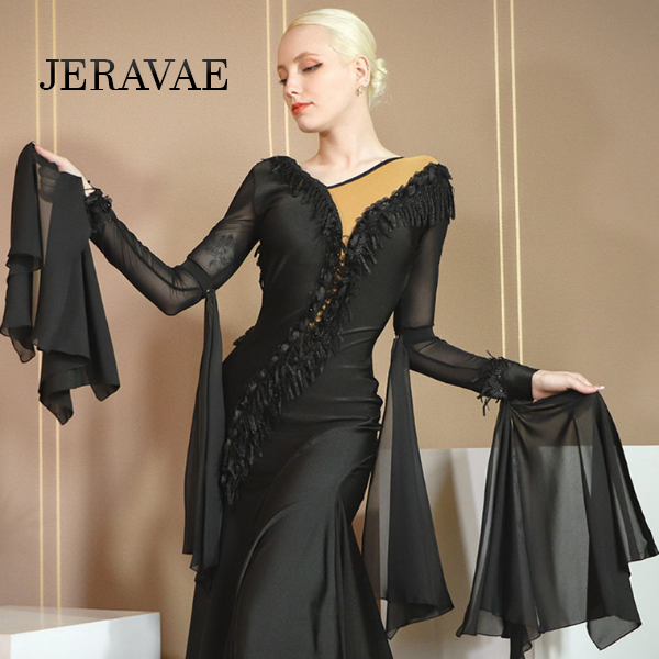 Detachable float black smooth or standard dress with asymmetrical neckline 