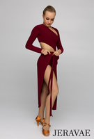 Red Latin Practice Wrap Skirt with Tie Straps Pra821