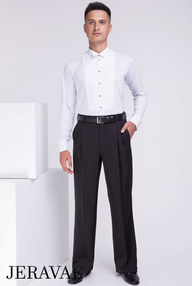 Men's Black Latin or Ballroom Dance Pants with Belt Loops and Pockets MP3 in stock
