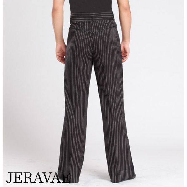 Men's Black Latin or American Smooth Dance Pants with White Pinstripe –  Jeravae