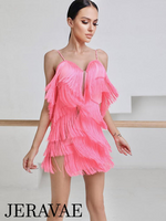 ZYM Dance Style Body Twist Fringe Dress #2118 with High-Waist Cutout and Layered Fringe Details Available in 3 Colors Pra704 In Stock