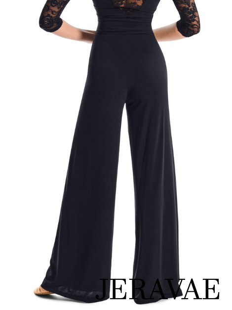 Victoria Blitz Collesano Classic Black Wide Leg Trouser Teaching or Practice Dance Pants with Elastic Waistband PRA 725 in Stock
