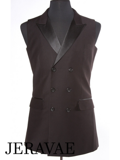 Double Breasted Smooth Black Ballroom Vest M037