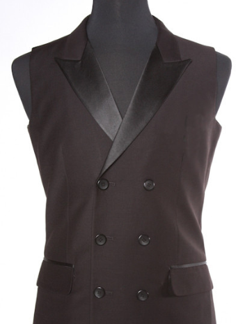 Double Breasted Smooth Black Ballroom Vest M037