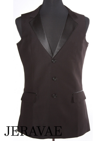 Men's Black Single Breasted Smooth Ballroom Vest M038