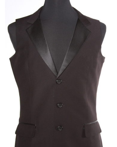 Men's Black Single Breasted Smooth Ballroom Vest M038