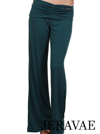 Victoria Blitz ST002 Women's Green Practice or Teaching Dance Pants with Ruched Waistband PRA 890 in Stock