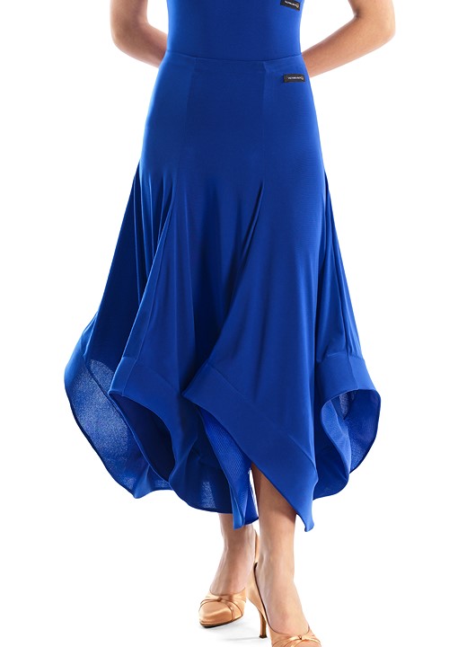 Victoria Blitz Long Ballroom Practice Skirt with Panel Design and Wrapped Horsehair Hem Available in Royal Blue and Black AVOLA PRA 717 in Stock