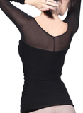 Victoria Blitz ST011 Women's Latin or Ballroom Practice Top with Stretch Mesh Neckline and Sleeves Pra898 In Stock