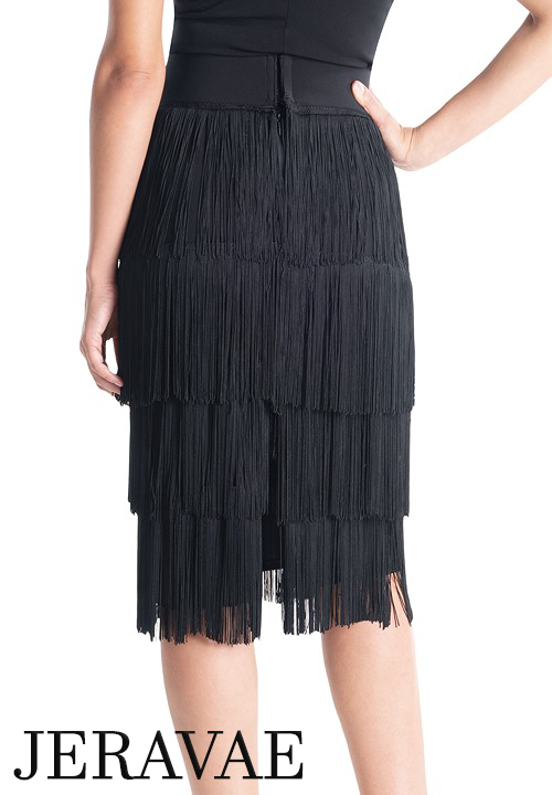 Victoria Blitz Brescia Multi Layer Black Fringe Latin Practice Skirt Available in Sizes XS-3XL PRA 883 in Stock