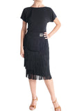 Victoria Blitz Brescia Multi Layer Black Fringe Latin Practice Skirt Available in Sizes XS-3XL Pra883 In Stock