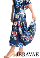 Victoria Blitz FIRENZE Navy Blue Floral 6 Panel Ballroom Practice Skirt with Wrapped Horsehair Hem Pra998 in Stock