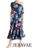 Victoria Blitz PISA Navy Blue Floral Practice Dance Top with Loose Short Sleeves Available in Sizes XS-3XL Pra1000 in Stock