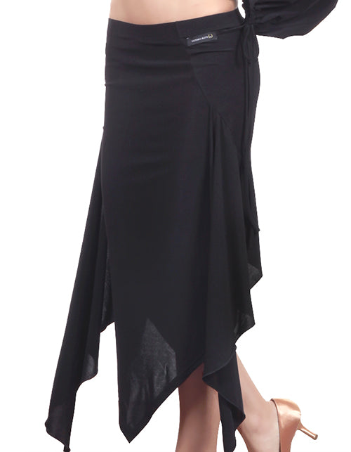Victoria Blitz Latin Practice Skirt with Unique Asymmetrical Hemline in Red or Black PRA 900 in Stock