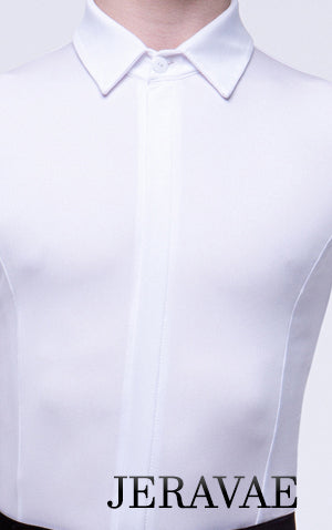 Men's or Boy's Ballroom/Smooth Competition Shirt with French Cut Sleeves and Built in Bodysuit Available in Black or White M019