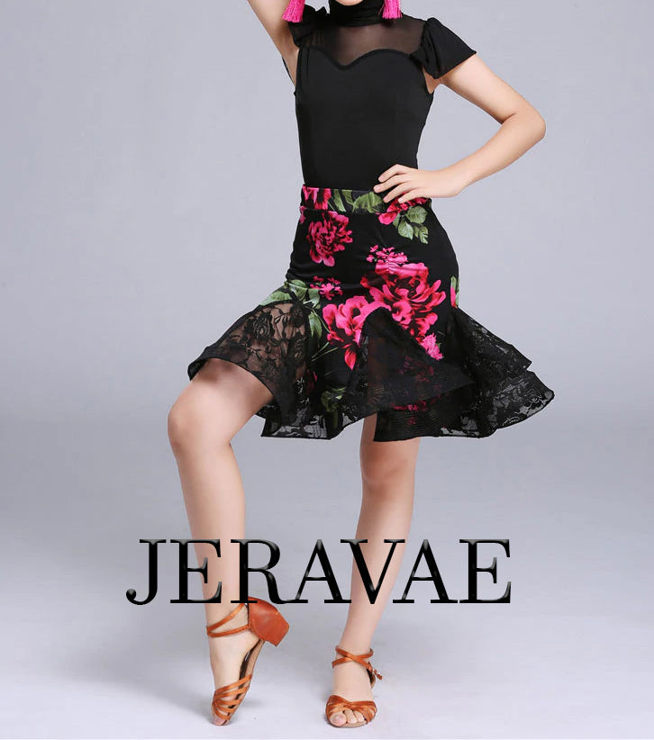 Youth Floral Latin Skirt with  Bodysuit Top