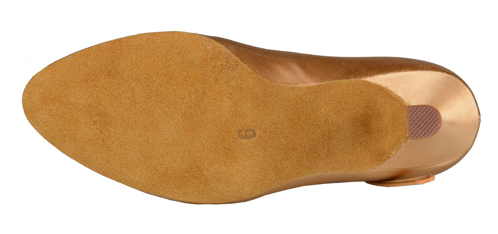 Suede sole on ladies' smooth ballroom shoe