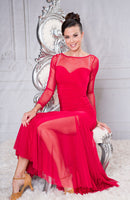 Long Ruched Sweetheart Ballroom Dress by Dance America D206