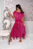 Long Blouson Women's Velvet Ballroom Dress with Handkerchief Hem by Dance America D209