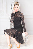 Short Angelica Dance America Dress with Lace Skirt and Sleeves and High Collar D911_in