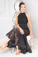Long Reversible Halter Corset Ballroom Practice Dress by Dance America with Lace Skirt D913_in