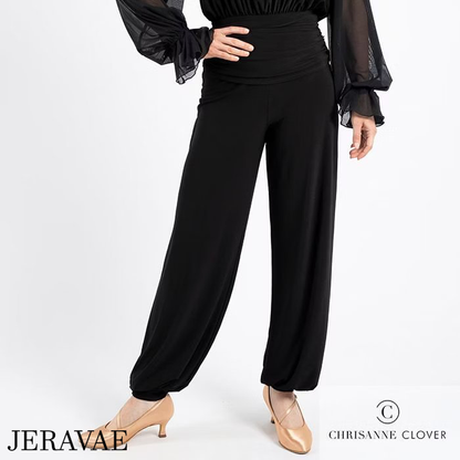 Chrisanne Clover Emma Loose Fit Latin or Ballroom Practice Dance Trousers with Ruched Drape Waistband and Narrowed Ankle Bands PRA 950 in Stock
