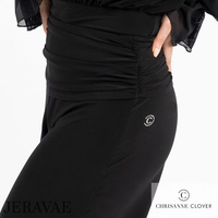 Chrisanne Clover Emma Loose Fit Latin or Ballroom Practice Dance Trousers with Ruched Drape Waistband and Narrowed Ankle Bands Pra950 in Stock