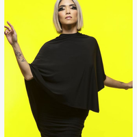 Chrisanne Clover Hedy Black Draping Cape Accessory with Multiple Ways to Wear Pra937 in Stock