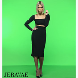 Chrisanne Clover Judy Black Pencil Latin Practice Skirt with Wide Elastic Waistband and Gathered Back Detail Pra938 in Stock