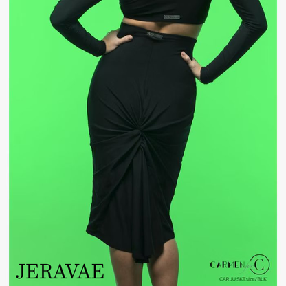 Chrisanne Clover Judy Black Pencil Latin Practice Skirt with Wide Elastic Waistband and Gathered Back Detail PRA 938 in Stock