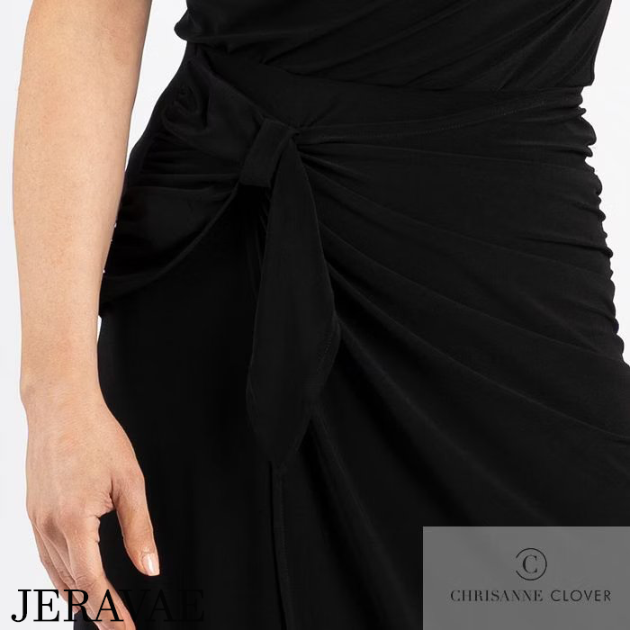 Tie detail on women's black ballroom skirt