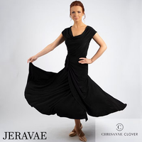 Chrisanne Clover Kimberley Wrapped Ballroom Practice Skirt with Tie Detail at Waist and High Slit Available in Black and Forest Green Pra946 in Stock