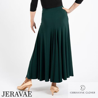 Chrisanne Clover Kimberley Wrapped Ballroom Practice Skirt with Tie Detail at Waist and High Slit Available in Black and Forest Green Pra946 in Stock