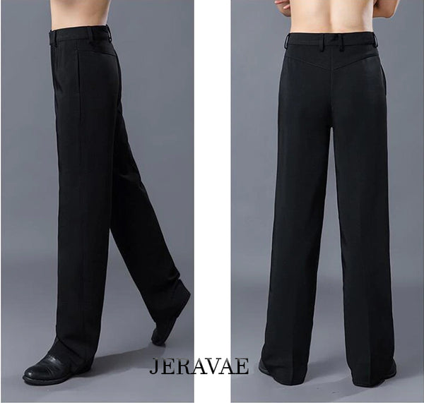 Men's Black Latin Ballroom Dance Pants. Choose With or Without Belt Loops and Satin Stripe M024 in Stock
