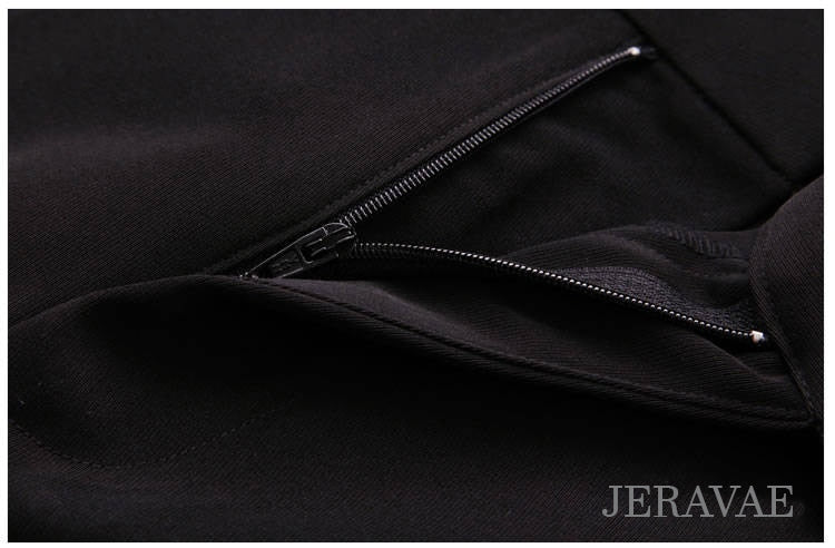 Men's Black Latin or Ballroom Dance Pants with or without Belt Loops and Satin Stripe M024 in Stock
