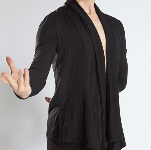 Long sleeve Latin shirt for men with open front