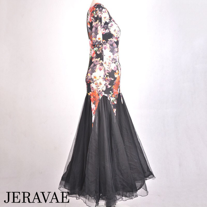 Floral Ballroom Dress with black skirt