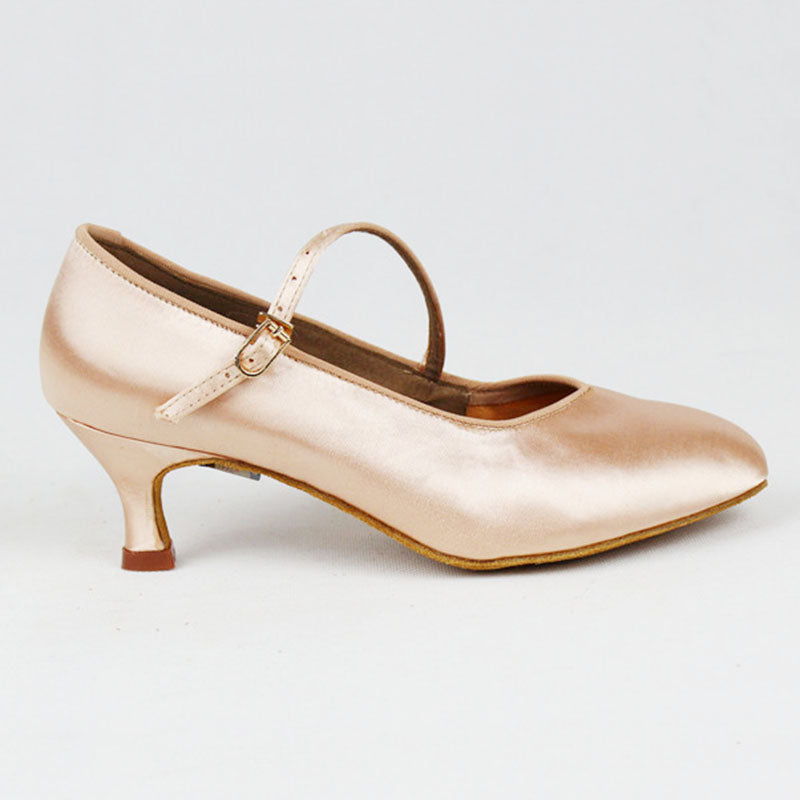 tan ballroom dance shoe with single strap