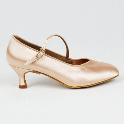 tan ballroom dance shoe with single strap