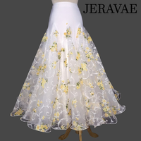 Full Ballroom Practice Skirt with White Floral Chiffon Available in Multiple Flower Options Pra593