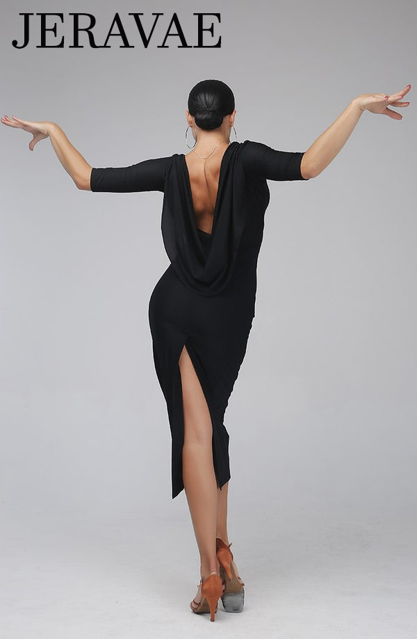 Women's black Latin dress with half sleeves