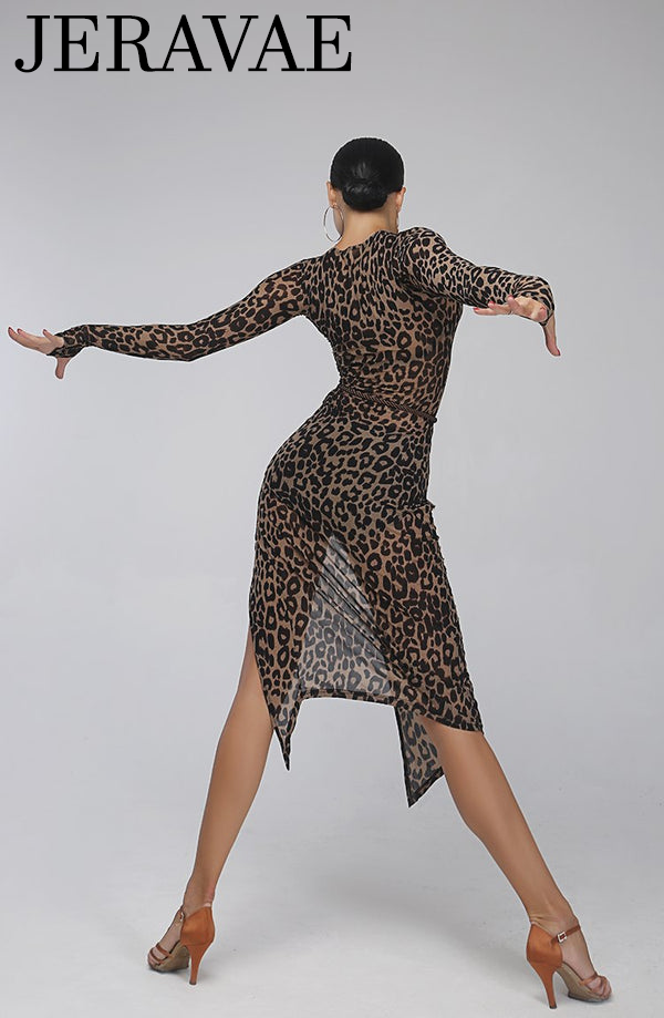 Sleek Transparent Mesh Latin Practice Dress with High Slit in Skirt PRA 121_sale