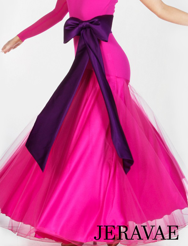 Chiffon and Satin Long Ballroom Practice Skirt Available in 5 Colors and Sizes S-XL PRA 004