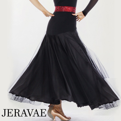 Chiffon and Satin Long Ballroom Practice Skirt Available in 5 Colors and Sizes S-XL PRA 004